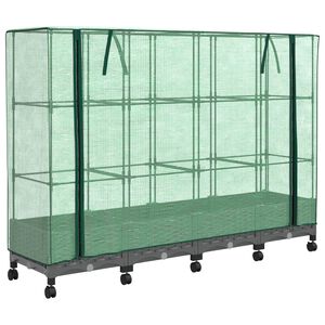vidaXL Garden Planter with Greenhouse Cover&Wheels 4 pcs Light Grey PP