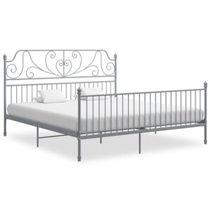 vidaXL Bed Frame without Mattress Grey Metal 180x200 cm Super King