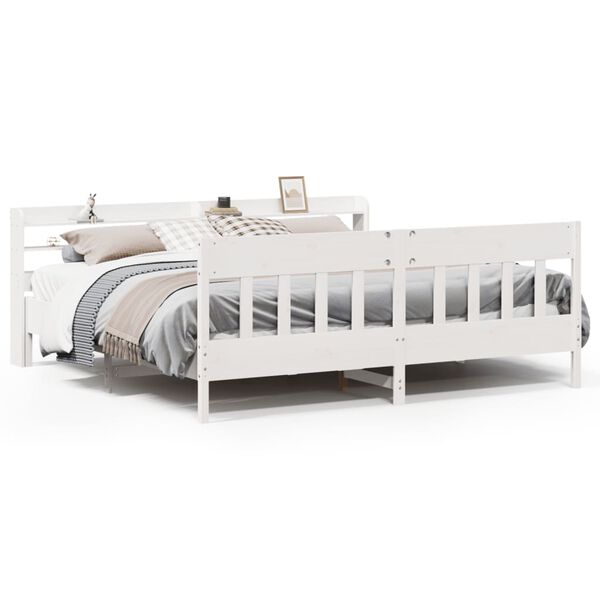 vidaXL Bed Frame without Mattress White 180x200 cm Super King Solid Wood Pine