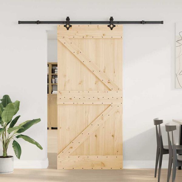 vidaXL Sliding Door with Hardware Set 95x210 cm Solid Wood Pine