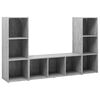 vidaXL TV Cabinets 3 pcs Concrete Grey 107x35x37 cm Engineered Wood