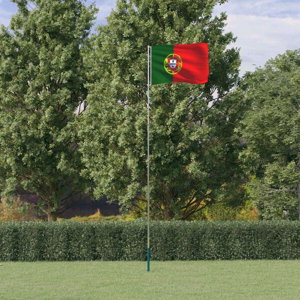 vidaXL Portugal Flag and Pole 5.55 m Aluminium
