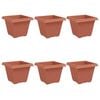 vidaXL Square Flower Pot 6 pcs Brick Red 38 x 38 x 30 cm Plastic