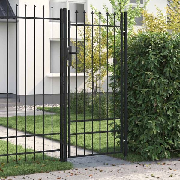 vidaXL Fence Gate Boxtel Single Door with Spike Top Steel 1x2 m Black