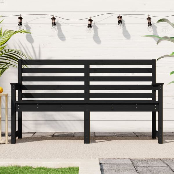 vidaXL Garden Bench Black 159.5x48x91.5 cm Solid Wood Pine