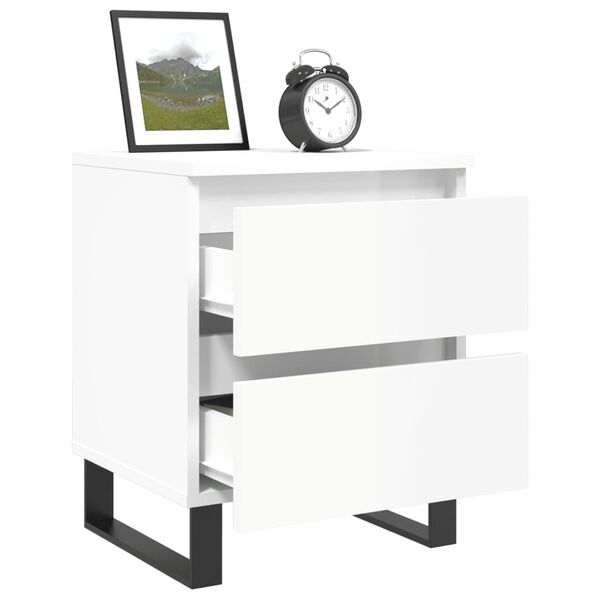 vidaXL Bedside Cabinets 2 pcs High Gloss White 40x35x50 cm Engineered Wood