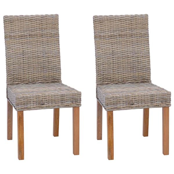 vidaXL Dining Chair 2 pcs Kubu Grey 45 x 54 x 93 cm