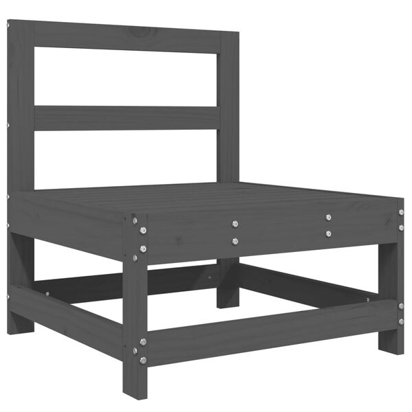 vidaXL Garden Middle Sofas 2 pcs Grey Solid Wood Pine