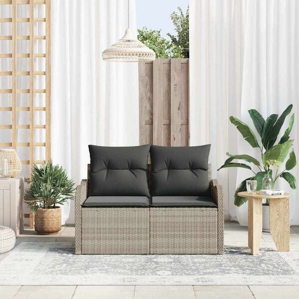 vidaXL Garden Sofa Light Grey 121 x 62 x 69cm Poly Rattan