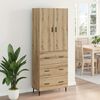 vidaXL Highboard 2 pcs Artisan Oak Engineered Wood and Glass