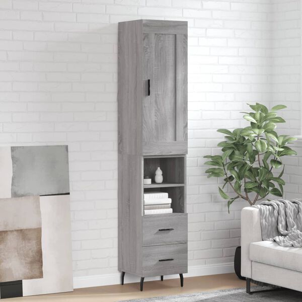 vidaXL Highboard Grey Sonoma 34.5x34x180 cm Engineered Wood