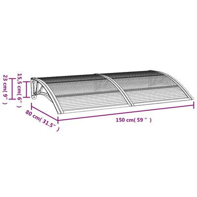 vidaXL Door Canopy Grey 150x75 cm Polycarbonate