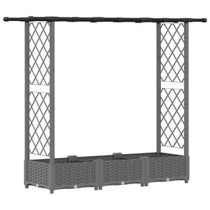 vidaXL Raised Bed with Trellis and Roof Light Grey 164 x 40 x 123 cm