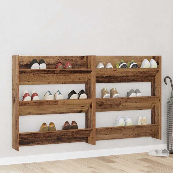 vidaXL Shoe Cabinet 2 pcs Old wood 84 x 18 x 90 cm Engineered Wood