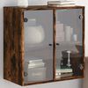 vidaXL Wall Cabinet with Glass Doors Smoked Oak 68x37x68.5 cm