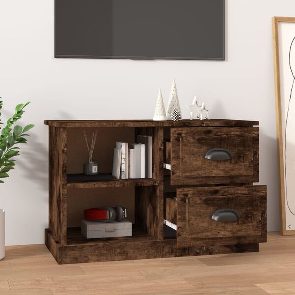 vidaXL TV Cabinet Smoked Oak 73x35.5x47.5 cm Engineered Wood