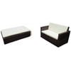 vidaXL 2 Piece Garden Lounge Set with Cushions Poly Rattan Brown