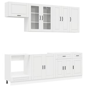 vidaXL Kitchen Unit PORTO 8 pcs High Gloss White Engineered Wood