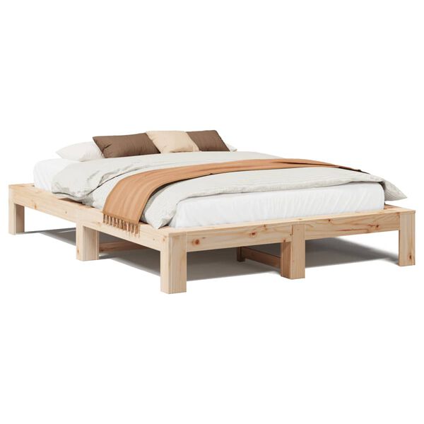 vidaXL Bed Frame without Mattress 150x200 cm King Size Solid Wood Pine