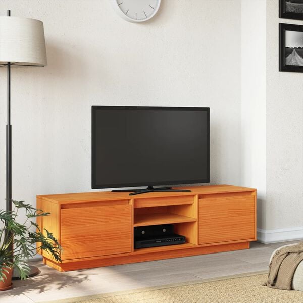 vidaXL TV Cabinet Wax Brown 140x35x40 cm Solid Wood Pine