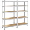 vidaXL 5-Layer Heavy-duty Shelves 2 pcs Silver Steel&Engineered Wood