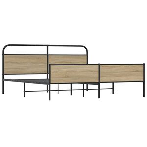 vidaXL Metal Bed Frame without Mattress Smoked Oak 193x203 cm