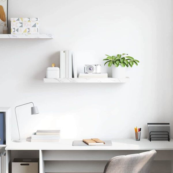 vidaXL Wall Shelf White Marble 90 x 23.5 x 4 cm Engineered Wood