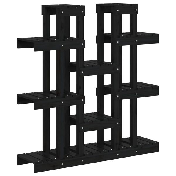 vidaXL Plant Stand Black 104.5x25x109.5 cm Solid Wood Pine