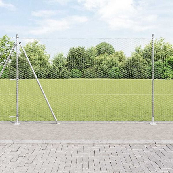 vidaXL Fence Post Silver 25 x 1.6 m (36 mm mesh) Steel