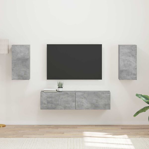 vidaXL TV Cabinet Set 4 pcs Concrete Grey Engineered Wood