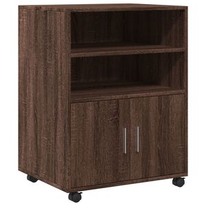 vidaXL Rolling Cabinet Brown Oak 60x48x81 cm Engineered Wood