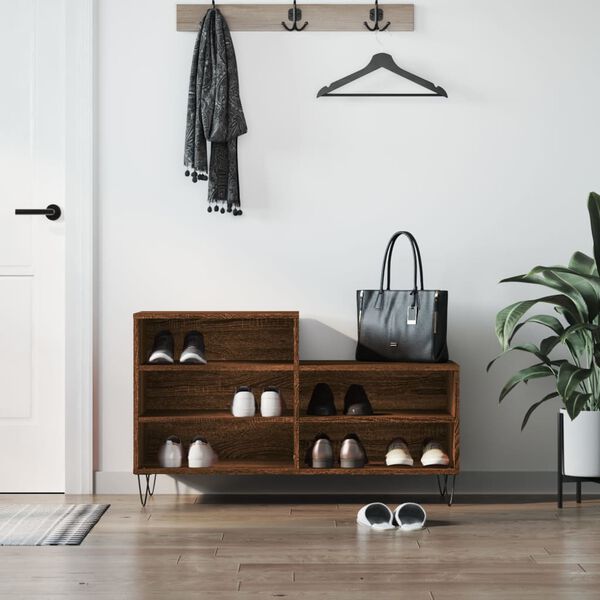 vidaXL Shoe Cabinet Brown Oak 102x36x60 cm Engineered Wood