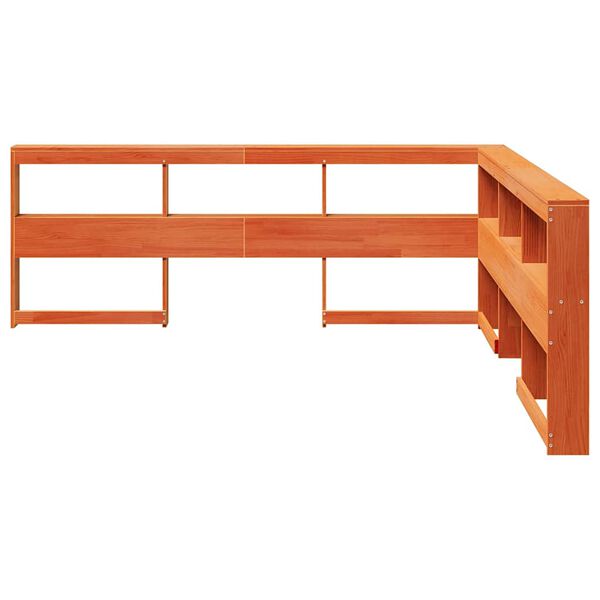 vidaXL Bookcase Headboard L-Shaped Wax Brown 200 cm Solid Wood Pine