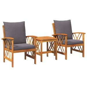 vidaXL Garden Sofa Set with Cushion 3 pcs Brown Solid acacia wood