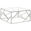vidaXL Coffee Table Silver Stainless Steel and Tempered Glass