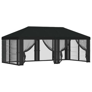 vidaXL Gazebo Cover with Sidewalls Black 600.5 x 300.5 cm Polyester