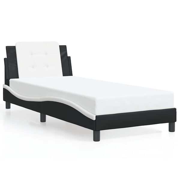 vidaXL Bed Frame without Mattress "Zadar" Black and White 80x200 cm Faux Leather
