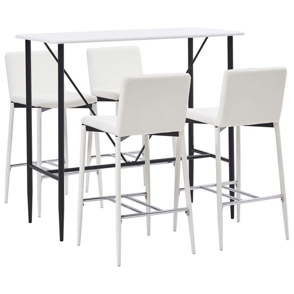 vidaXL 5 Piece Bar Set Faux Leather White