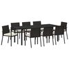 vidaXL Garden Dining Set 9 pcs Black Powder-Coated Steel