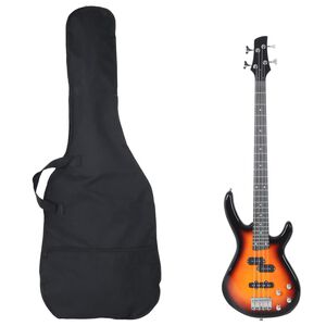 vidaXL Electric Bass Guitar for Beginner with Bag Brown&Black 4/4 46