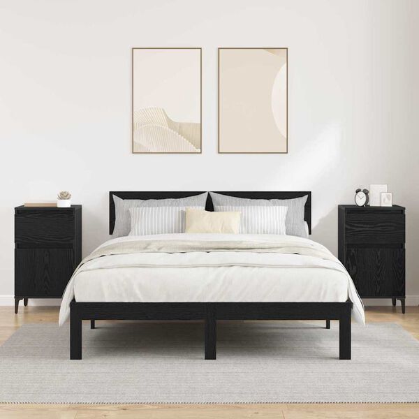 vidaXL Bedside Cabinet 2 pcs Black Oak 40 x 35 x 70 cm Engineered Wood