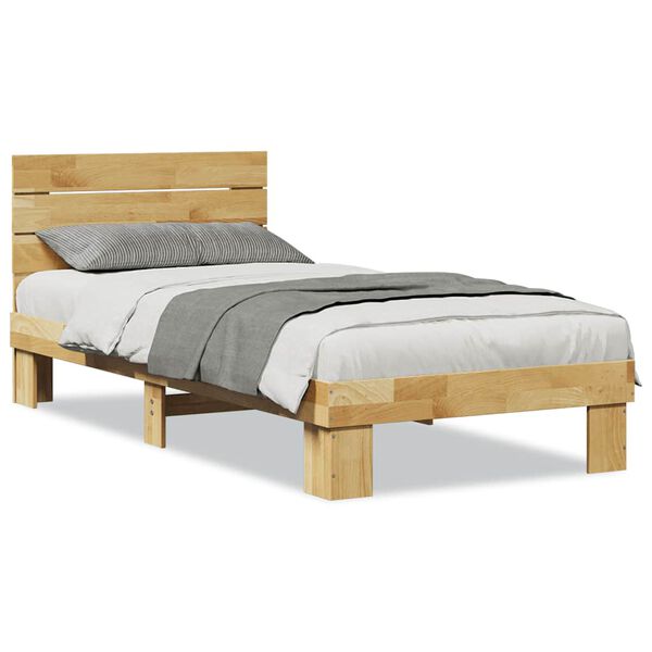vidaXL Bed Frame with Headboard without Mattress 100x200 cm Solid Wood Oak