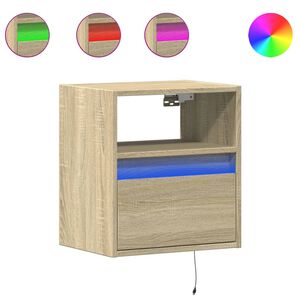 vidaXL TV Wall Cabinet with LED Lights Sonoma Oak 41x31x45 cm