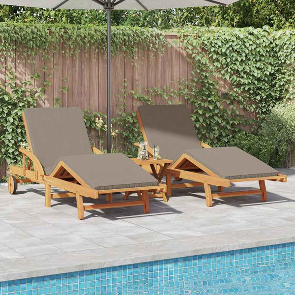 vidaXL Sun Lounger 2 pcs Taupe 200 x 67 x 84cm Solid Acacia wood