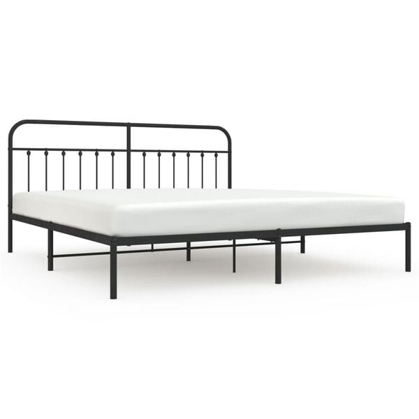 vidaXL Metal Bed Frame without Mattress with Headboard Black 200x200cm