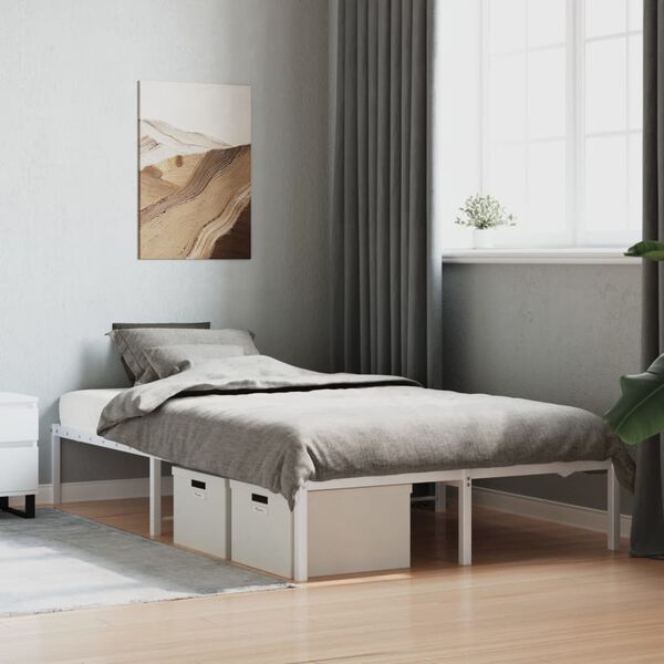vidaXL Metal Bed Frame without Mattress White 120x200cm