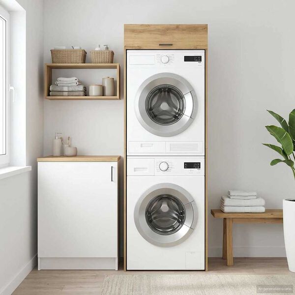 vidaXL Wash Machine Cabinet with Door Artisan Oak 67.5 x 68 x 200 cm