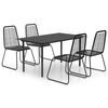 vidaXL 5 Piece Garden Dining Set PVC Rattan Black
