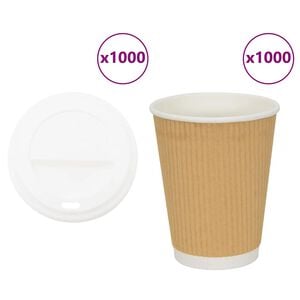vidaXL Paper Coffee Cups with Lids 1000 pcs 12oz 300ml