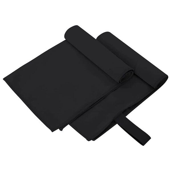 vidaXL Sports Towels 2 pcs Black 50 x 30 cm Polyester and polyamide